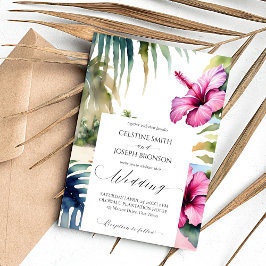 Mallen Tropiska stranden handflatan hibiscus bröll Inbjudningar