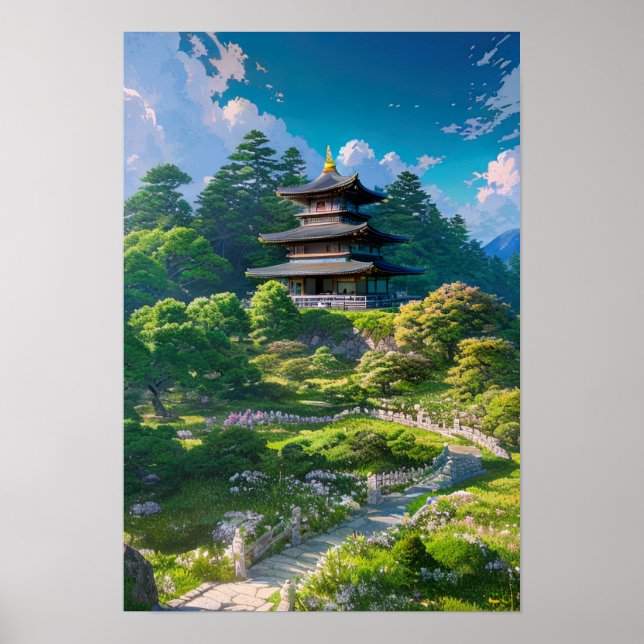 Mallestic Wooden Temple Poster (Framsidan)
