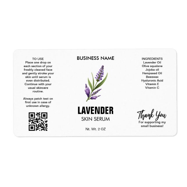 Malletiketter för Lavender Skin-server Fraktsedel (Framsidan)