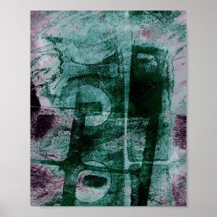 Mållmålad Graffiti Grunge Grönt för Moody Lila a Poster