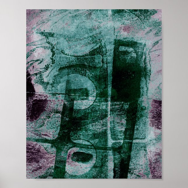 Mållmålad Graffiti Grunge | Grönt för Moody Lila a Poster (Framsidan)