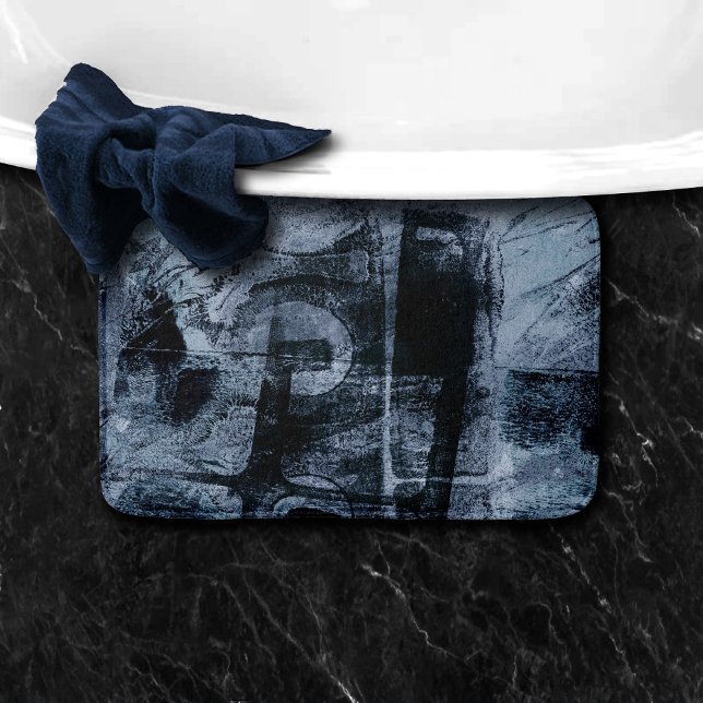 Mållmålad Graffiti Grunge | Mörk flottan och Denim Badrumsmatta (Skapare uppladdad)