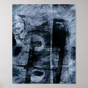 Mållmålad Graffiti Grunge Mörk flottan och Denim Poster