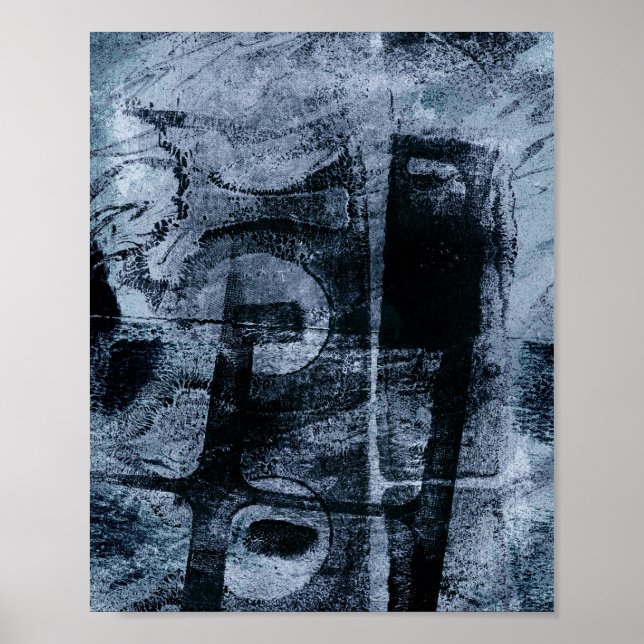 Mållmålad Graffiti Grunge | Mörk flottan och Denim Poster (Framsidan)
