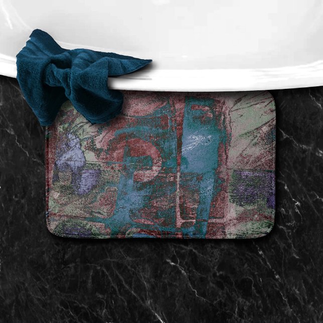 Mållmålad Graffiti Grunge | Rust Red Blue Taupe Badrumsmatta (Skapare uppladdad)