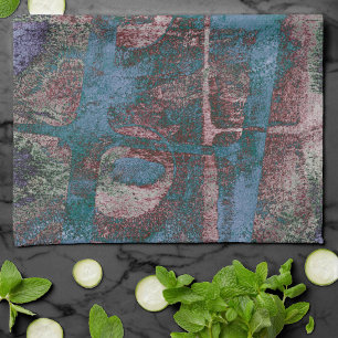 Mållmålad Graffiti Grunge Rust Red Blue Taupe Kökshandduk