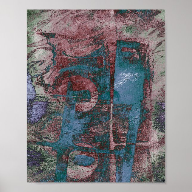 Mållmålad Graffiti Grunge | Rust Red Blue Taupe Poster (Framsidan)