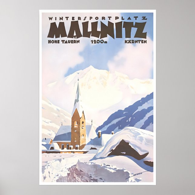 Mallnitz konst Österrike skidaffisch Österrikisk v Poster (Framsidan)