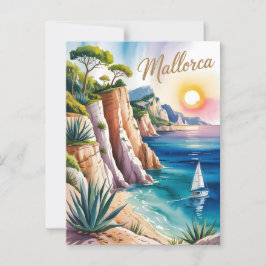 Mallorca Aquarell, målarfärg Vykort