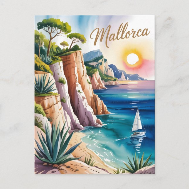 Mallorca Aquarell, målarfärg Vykort (Framsida)