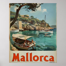’Mallorca Coastal Bliss Vintage Postcard’ Poster
