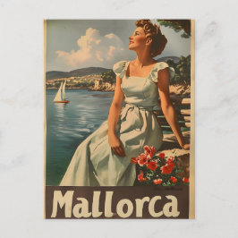 Mallorca-kusten, 1950 Vintage Elegans Vykort