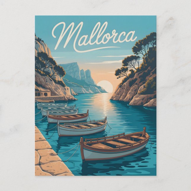 Mallorca kusten vintage vykort (Framsida)