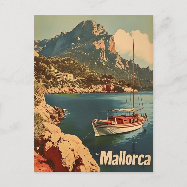 Mallorca Kustglädje Vintage vykort (Framsida)
