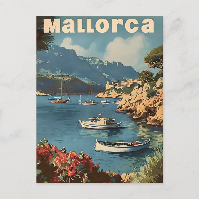 Mallorca Kustlycka Vintage vykort (Framsida)