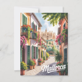 Mallorca Palma, vattenfärg Vykort