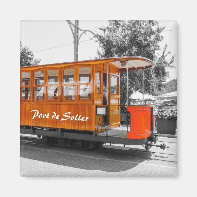 Mallorca Port de Soller Old Tram Souvenir Magnet (Framsidan)