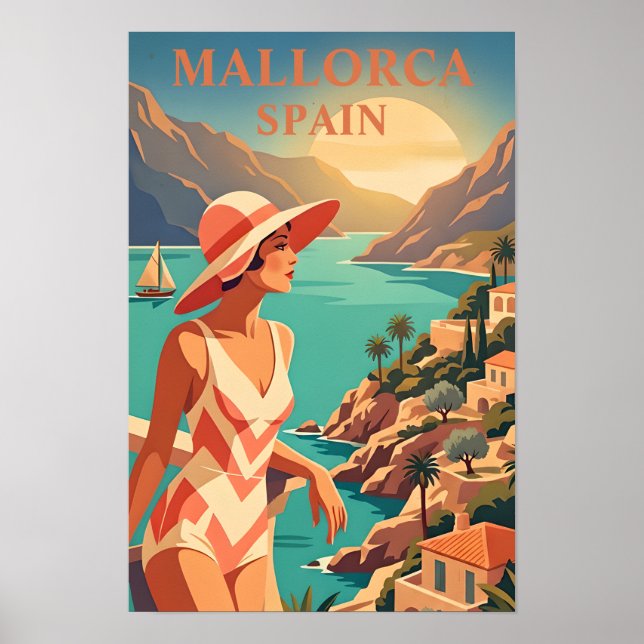 Mallorca Resemålning Affisch Vintage Stil Spansk K (Framsidan)