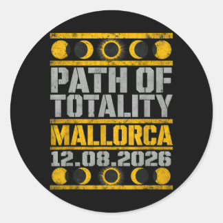 Mallorca Solförmörkelse 2026 - Industriel stencil Runt Klistermärke