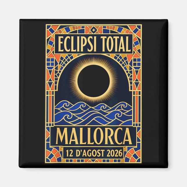 Mallorca Solförmörkelse 2026 - Katalansk modernist Magnet (Framsidan)