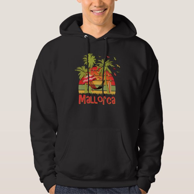 Mallorca Spain Beach Hammock Sunset Hoodie (Framsida)