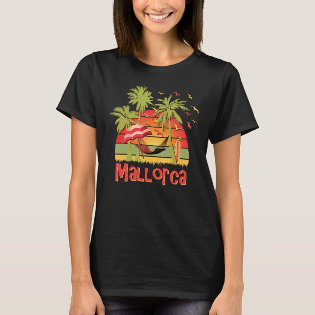 Mallorca Spain Beach Hammock Sunset T Shirt (Framsida)