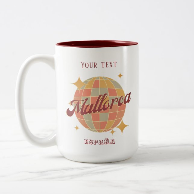 Mallorca Spain helgdag Retro souvenir Två-Tonad Mugg (Vänster)