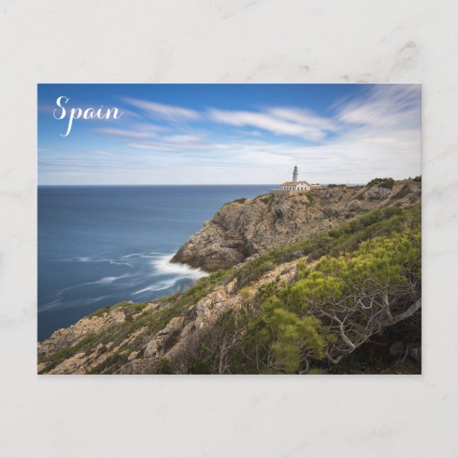 Mallorca Spain Lighthouse Travel Photo Vykort (Framsida)