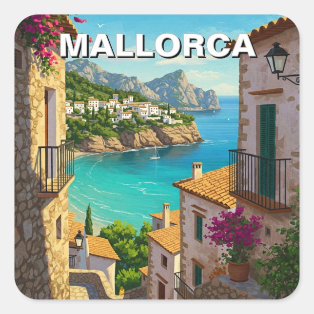 Mallorca Spain Travel Fyrkantigt Klistermärke (Framsida)
