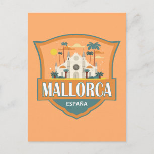 Mallorca Spain Travel Retro Badge Vykort