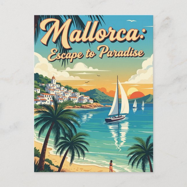 Mallorca Spain Travel vintage retro Vykort (Framsida)