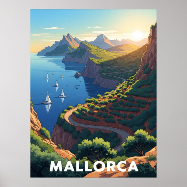 Mallorca, Spanien - Kustvägen Poster (Framsidan)