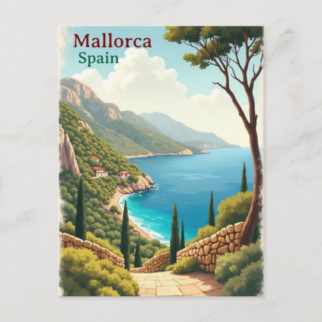 Mallorca Spanien Resa Konst Vintage Vykort (Framsida)