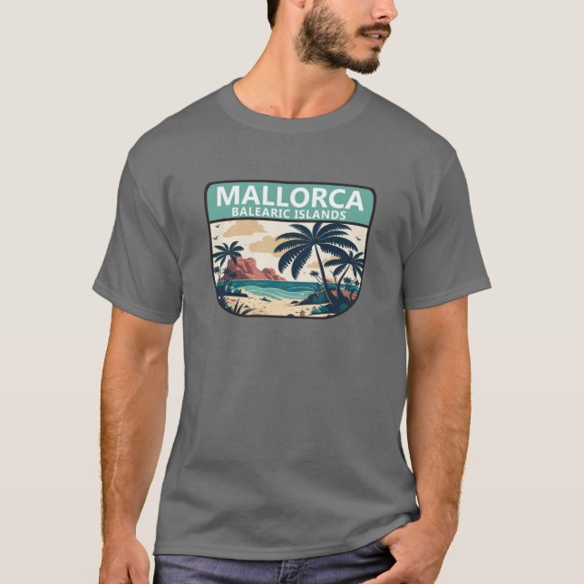 Mallorca Spanien Strand Retro Emblem flicka T Shirt (Framsida)