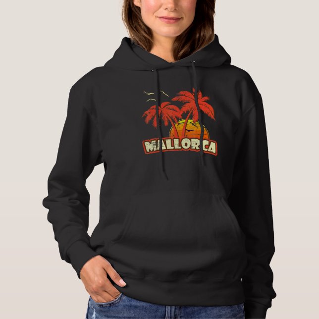 Mallorca Summer Handflatan Träd 80 s Beach Sunset T Shirt (Framsida)