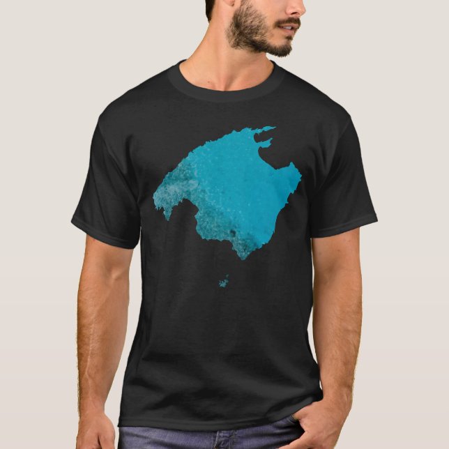 Mallorca Vatten Karta T Shirt (Framsida)