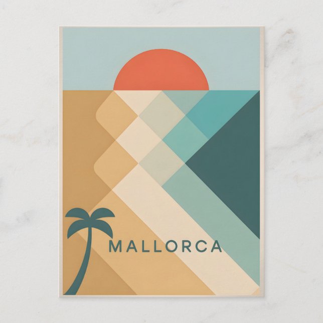 Mallorca vintage abstrakt vykort (Framsida)
