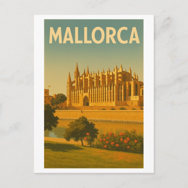 Mallorca Vintage Retro Cathedral Vykort (Framsida)