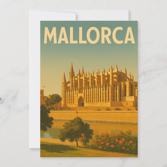 Mallorca Vintage Retro Katedral Inbjudningar (Framsida)