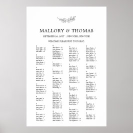 Mallory Elegant Alfabetisk Placeringsplan Poster
