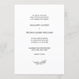 Mallory Elegant Simple Botanical Löv Bröllop Inbjudningar