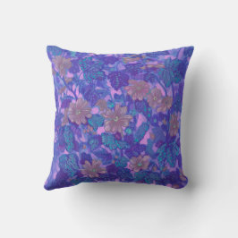 Mallow Bloom, Malva Flowers Blommigt Painting Lila Kudde