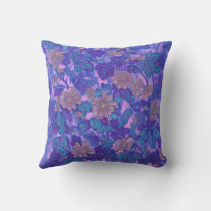 Mallow Bloom, Malva Flowers Blommigt Painting Lila Kudde