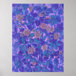Mallow Bloom, Malva Flowers Blommigt Painting Lila Poster