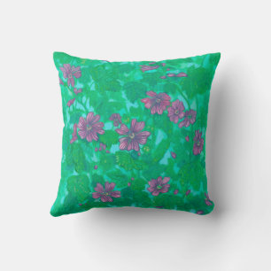 Mallow Bloom, Malva Flowers, sommarmålning av Blom Kudde
