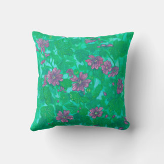 Mallow Bloom, Malva Flowers, sommarmålning av Blom Kudde