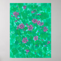 Mallow Bloom, Malva Flowers, sommarmålning av Blom
