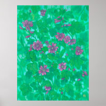 Mallow Bloom, Malva Flowers, sommarmålning av Blom