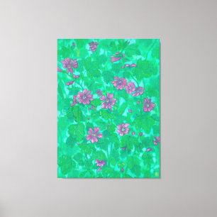 Mallow Bloom, Malva Flowers Summer Blommigt Painti Canvastryck