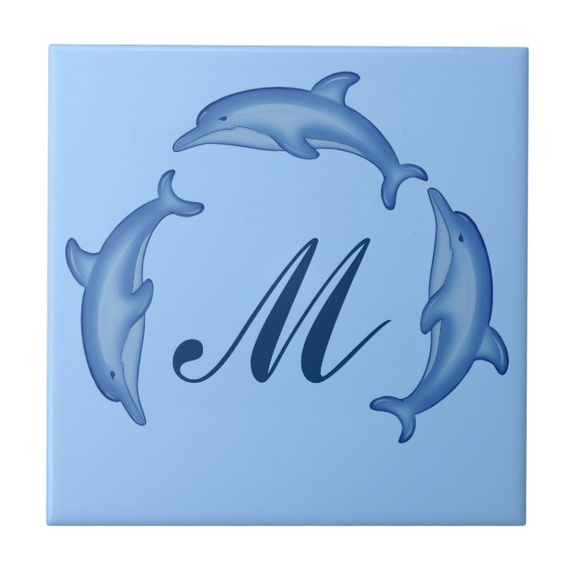 Mallruta för delfinarc Monogram Kakelplatta (Framsidan)